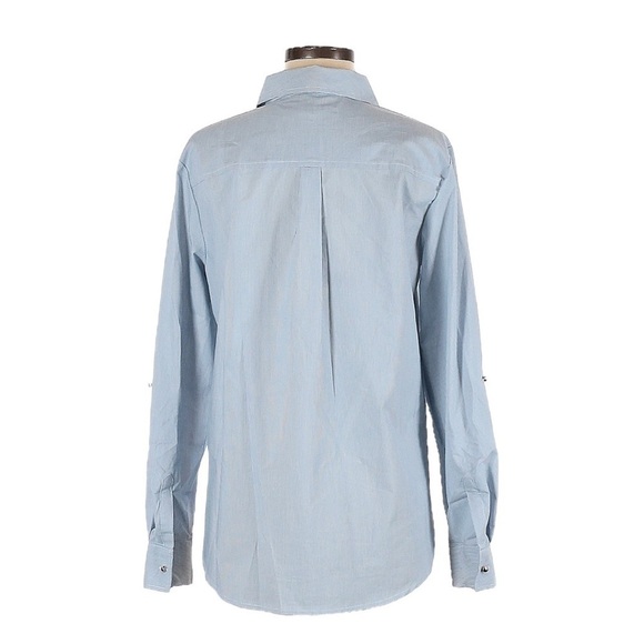 🌺 Marc New York Blue Floral Lace Pinstripe Poplin Button Down Shirt Size M - Picture 4 of 12